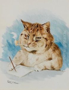 Cat Writing by Louis Wain