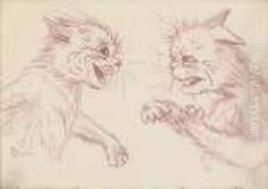 Two Cats Fighting by Louis Wain
