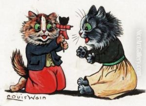 Playing With Dolly by Louis Wain