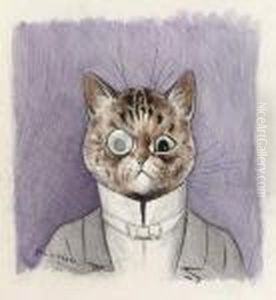 A Gentleman Cat, Monocle In Place by Louis Wain