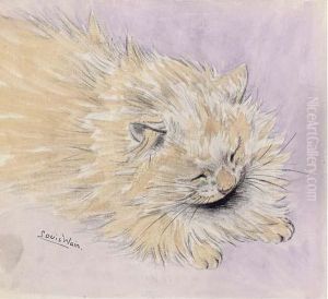Cat Sleeping by Louis Wain
