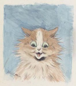 Mad-eyed Orange Cat by Louis Wain