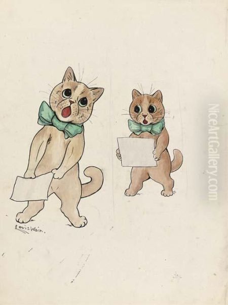 Singing Cats In Green Bow Ties - view 1