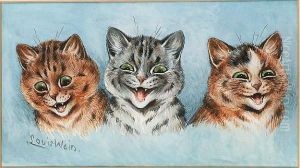 Three's A Crowd ! by Louis Wain