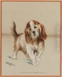 A Rough-haired Bassethound by Louis Wain