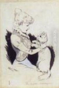 She Kept Kissing Me (#) Cat Shovelling Coal by Louis Wain