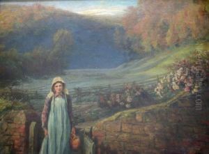 Girl With A Pitcher At A Country Gate