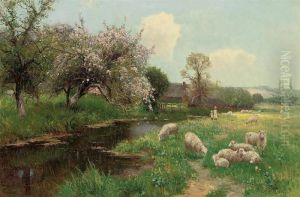 A Walk Along The River, Spring by Ernst Walbourn
