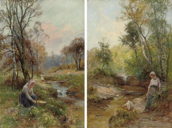 Flower Pickers; And The Young Fisherman by Ernst Walbourn