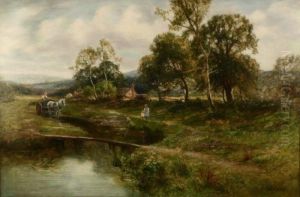 River Landscapes With Figures, A Punt And Horse Cart