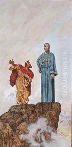 The Temptation of Christ, illustration from Festkalender published in Leipzig c.1910 by Hans Thoma