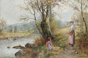 Gathering Primroses by Ernst Walbourn