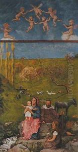 Resting during the flight into Egypt, illustration from Festkalender published in Leipzig c.1910 by Hans Thoma