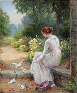 Feeding The Birds by Ernst Walbourn