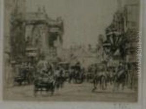 An Etching Of A Bustling London Street by William Walcot