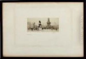 "trafalgar Square" - Etching by William Walcot