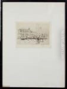 "gondolas Before The Library At St. Mark's, Venice" - Etching
