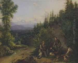 Rastende Jagdgesellschaft Am Bachufer (resting Huntsmen)