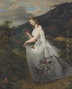 Young Lady In A White Dress by Ferdinand Georg Waldmuller