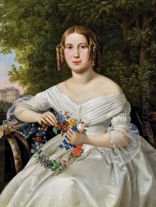 Dame Mit Blumenkranz