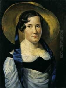 Bildnis Einer Jungen Dame Mit Strohhut.