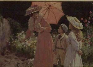 A Lady with a Parasol showing how to make a Strawberry Barrel by Percy Tarrant