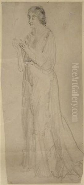 Standing Woman In A Long Dress - view 1