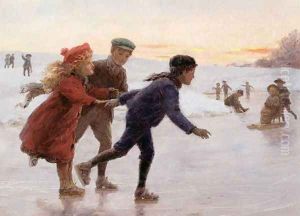 Children Skating by Percy Tarrant