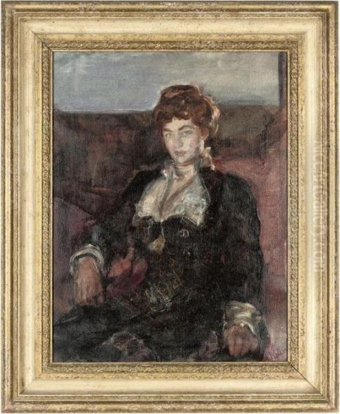 Portrait Of A Lady, Three-quarter-length, Seated In A Black Dress - view 1