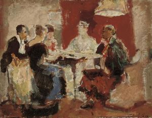 Bridge Players (verso); Study Of A Lady Reading (recto) by Ethel, Dame Walker