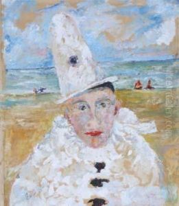 A.r.a. , Pierrot - Summer On The
North East Coast, Signed, Artist's Label Inscribed On Verso by Ethel, Dame Walker