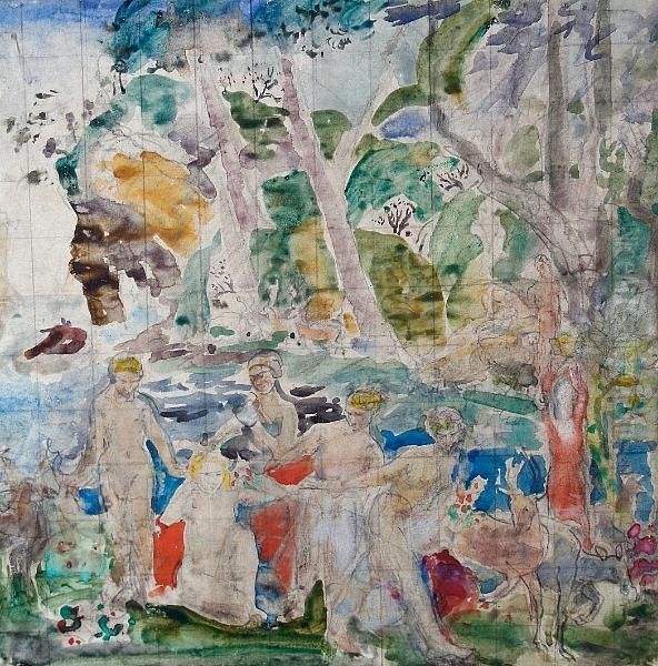 Bathers In A Wooded Landscape - view 1