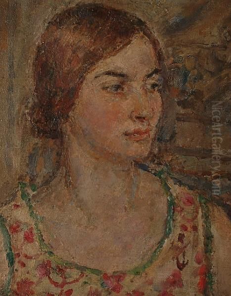 Portrait Of A Lady In A Summer Dress. - view 1