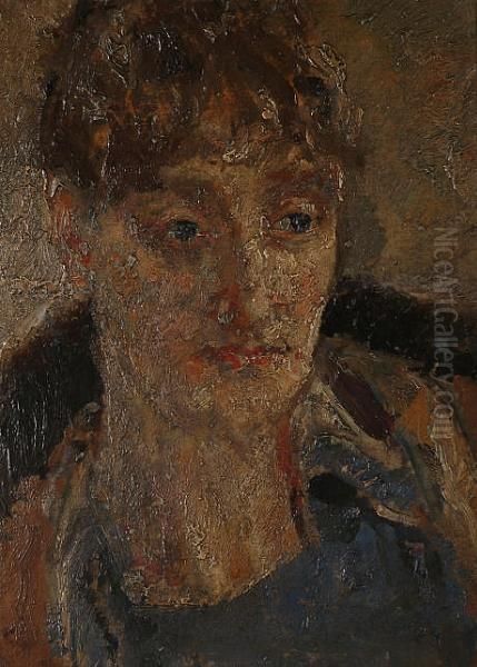 Portrait Of A Woman In Blue Dress. - view 1