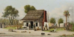 Rustic Cabin Scene by William Aiken Walker
