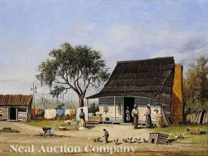 Cabin Scene With Moss-laden Live Oak Tree by William Aiken Walker
