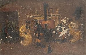 A Negro Family In A Cabin Interior by William Aiken Walker