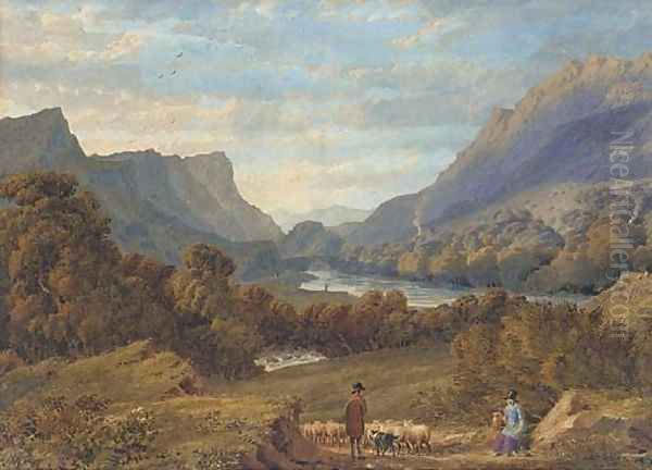 A shepherd with flock - view 1
