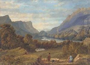 A shepherd with flock by William Turner