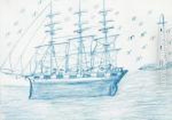 Schooner And Lighthouse - view 1