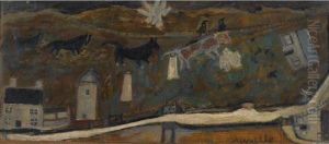 Cornish Landscape With Cows by Alfred Wallis