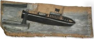 Ship Passing Lighthouse by Alfred Wallis