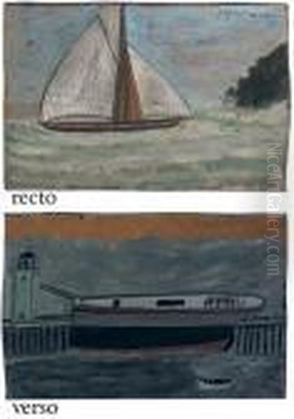 Yacht (recto); Mastless Boat, Dinghy And Lighthouse (verso) - view 1