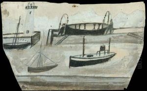 Lighthouse And Boats by Alfred Wallis
