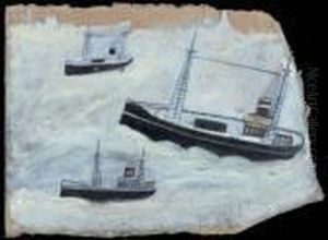 Three Fishing Boats On The Sea