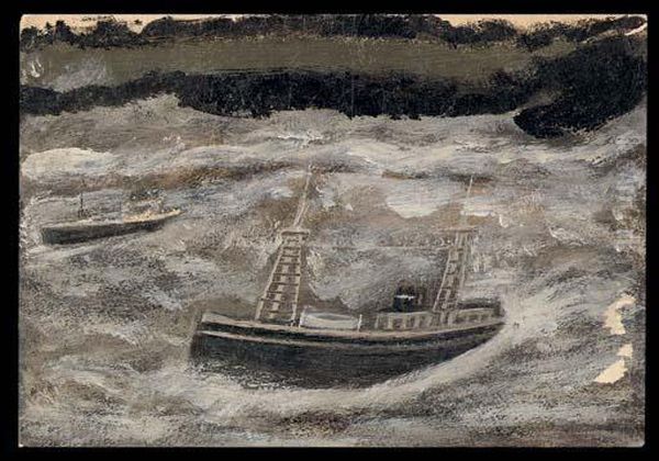 Two Ships In Rough Sea - view 1