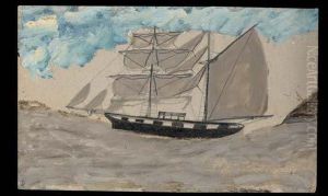 Schooner In Sail On A Fine Day by Alfred Wallis