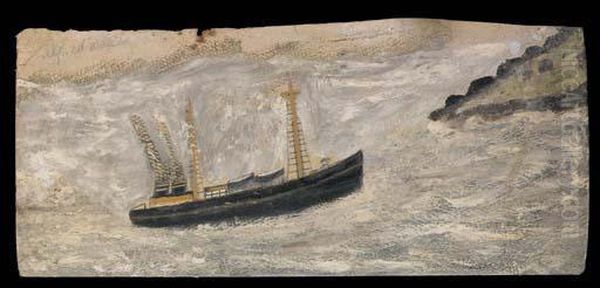 Double-chimneyed Steamboat Sailing Towards Headland - view 1
