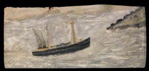 Double-chimneyed Steamboat Sailing Towards Headland