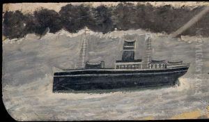 Steam Boat Along The Coast by Alfred Wallis